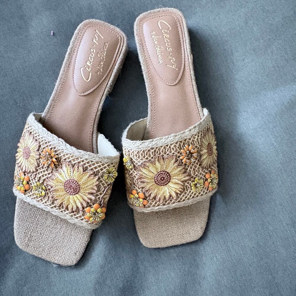 Circus NY by Sam Edelman Josie Slide Sandals natural Sz 9.5 Boho Beachy Summer - Picture 5 of 9